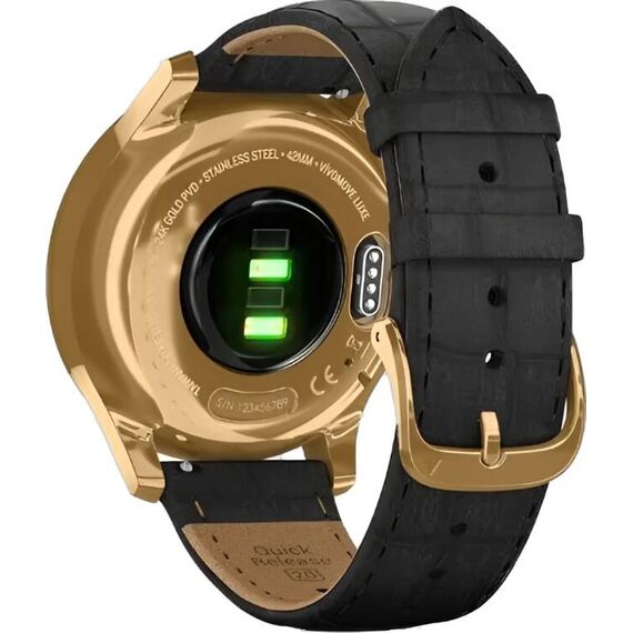 Смарт-часы Garmin Vívomove Luxe 24K Gold PVD Stainless Steel Case/Black, Версия: Vívomove Luxe, Цвет: Gold PVD Stainless Steel Case/Black, изображение 7 Смарт-часы Garmin Vívomove Luxe 24K Gold PVD Stainless Steel Case/Black, Версия: Vívomove Luxe, Цвет: Gold PVD Stainless Steel Case/Black, изображение 7