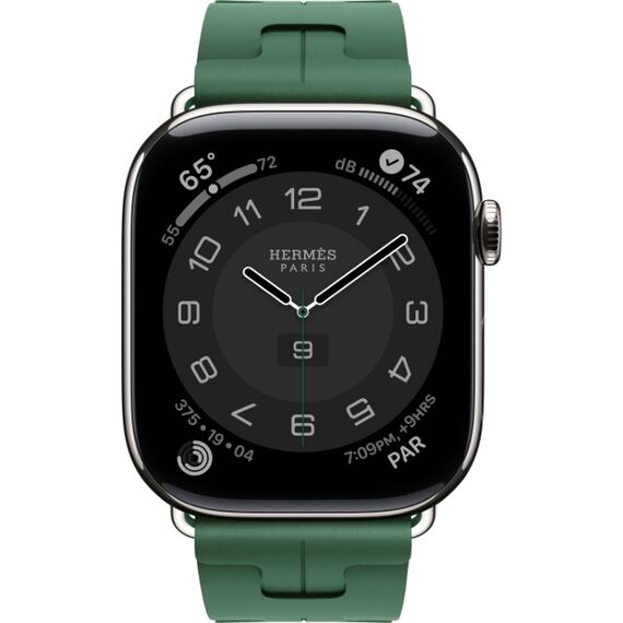 Apple Watch Hermès Series 10 | 46 мм | Kilim Single Tour Vert Moyen, Размер корпуса : 46 мм, Цвет: Vert Moyen, Размер ремешка : 160–195 мм, изображение 3