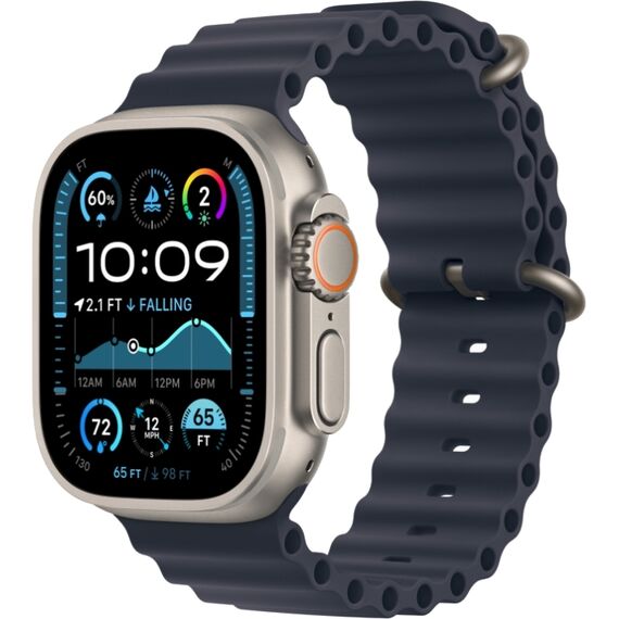 Apple Watch Ultra 2 GPS + Cellular (49 мм) | Ocean Band Navy, Размер корпуса : 49 мм, Цвет: Navy, Размер ремешка : 130–200 мм, изображение 2 Apple Watch Ultra 2 GPS + Cellular (49 мм) | Ocean Band Navy, Размер корпуса : 49 мм, Цвет: Navy, Размер ремешка : 130–200 мм, изображение 2