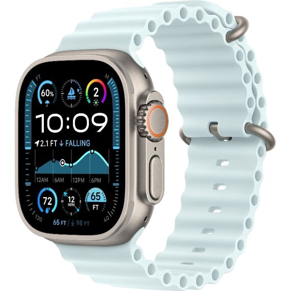 Apple Watch Ultra 2 GPS + Cellular (49 мм) | Ocean Band Ice Blue, Размер корпуса : 49 мм, Цвет: Light Blue, Размер ремешка : 130–200 мм, изображение 2 Apple Watch Ultra 2 GPS + Cellular (49 мм) | Ocean Band Ice Blue, Размер корпуса : 49 мм, Цвет: Light Blue, Размер ремешка : 130–200 мм, изображение 2