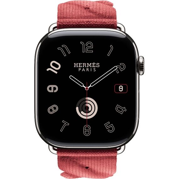 Apple Watch Hermès Series 10 | 46 мм | Torsade Single Tour Red, Размер корпуса : 46 мм, Цвет: Red, Размер ремешка : 140–245 мм, изображение 3
