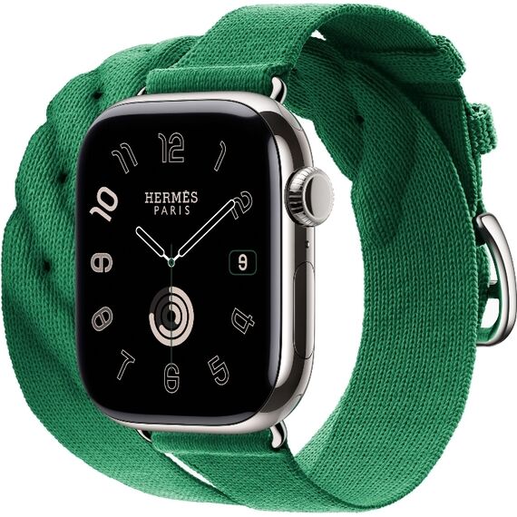 Apple Watch Hermès Series 10 | 42 мм | Torsade Double Tour Vert Moyen, Размер корпуса : 42 мм, Цвет: Vert Moyen, Размер ремешка : 130–155 мм, изображение 2
