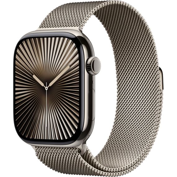 Apple Watch Series 10 | 46 мм | Корпус из титана цвета Natural, браслет Milanese цвета Natural, Размер корпуса : 46 мм, Цвет: Natural, Размер ремешка : 130–180 мм, изображение 2 Apple Watch Series 10 | 46 мм | Корпус из титана цвета Natural, браслет Milanese цвета Natural, Размер корпуса : 46 мм, Цвет: Natural, Размер ремешка : 130–180 мм, изображение 2
