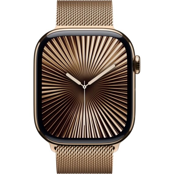 Apple Watch Series 10 | 42 мм | Корпус из титана цвета Gold, браслет Milanese цвета Gold, Размер корпуса : 42 мм, Цвет: Gold, Размер ремешка : 130–180 мм, изображение 4 Apple Watch Series 10 | 42 мм | Корпус из титана цвета Gold, браслет Milanese цвета Gold, Размер корпуса : 42 мм, Цвет: Gold, Размер ремешка : 130–180 мм, изображение 4