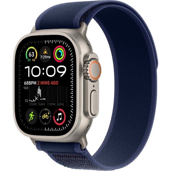 Ремешок Apple Watch Trail Loop | Natural Titanium Finish | M/L | Blue, Размер корпуса : 49 мм, Цвет: Blue, Размер ремешка : 145–220 мм, Цвет корпуса : Natural, изображение 2