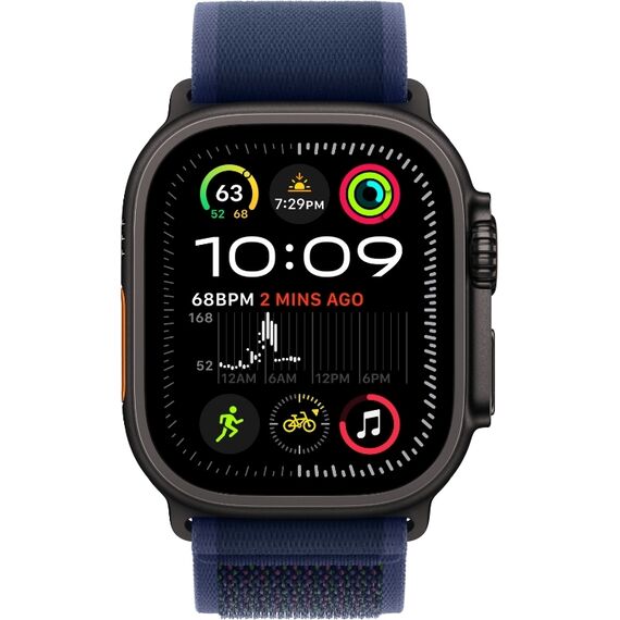 Ремешок Apple Watch Trail Loop | Black Titanium Finish | M/L | Blue, Размер корпуса : 49 мм, Цвет: Blue, Размер ремешка : 145–220 мм, Цвет корпуса : Black, изображение 3