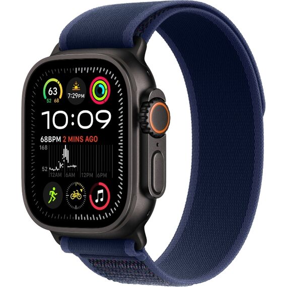 Ремешок Apple Watch Trail Loop | Black Titanium Finish | M/L | Blue, Размер корпуса : 49 мм, Цвет: Blue, Размер ремешка : 145–220 мм, Цвет корпуса : Black, изображение 2
