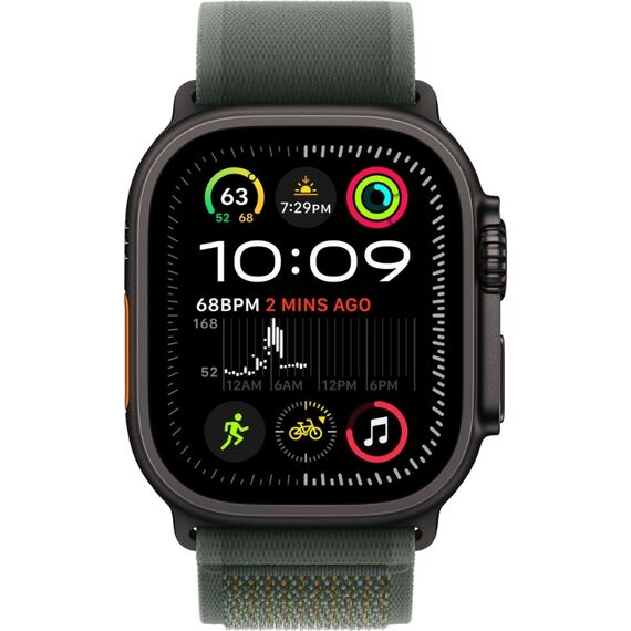 Ремешок Apple Watch Trail Loop | Black Titanium Finish | M/L | Green, Размер корпуса : 49 мм, Цвет: Green, Размер ремешка : 145–220 мм, Цвет корпуса : Black, изображение 3