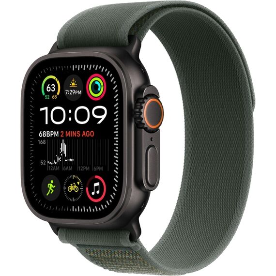 Ремешок Apple Watch Trail Loop | Black Titanium Finish | M/L | Green, Размер корпуса : 49 мм, Цвет: Green, Размер ремешка : 145–220 мм, Цвет корпуса : Black, изображение 2