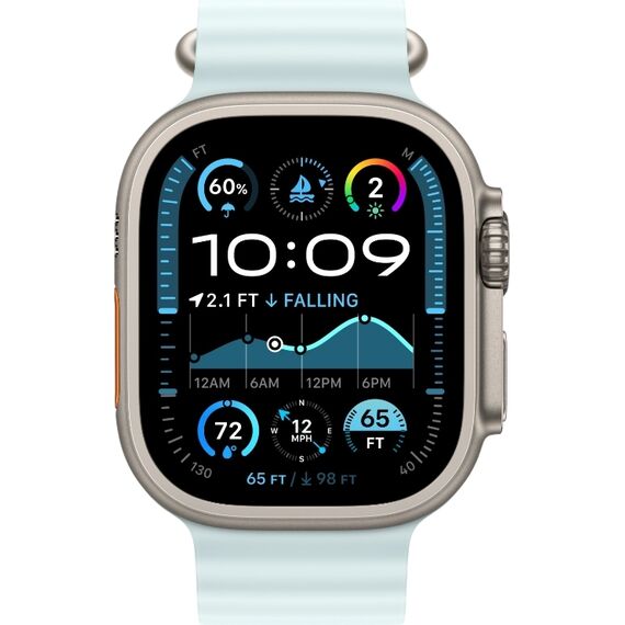 Ремешок Apple Watch Ocean Band | Natural Titanium Finish | 49 мм | Ice Blue, Размер корпуса : 49 мм, Цвет: Ice blue, Размер ремешка : 130–200 мм, Цвет корпуса : Natural, изображение 3