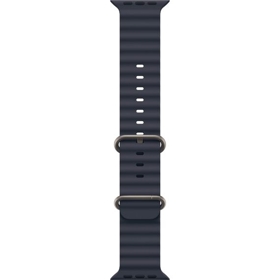 Ремешок Apple Watch Ocean Band | Natural Titanium Finish | 49 мм | Navy, Размер ремешка : 130–200 мм, Размер корпуса : 49 мм, Цвет: Navy, Цвет корпуса : Natural