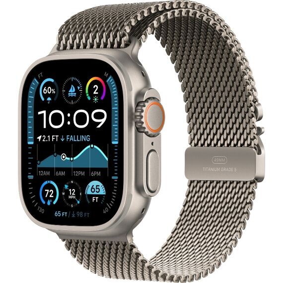Ремешок Apple Watch Titanium Milanese Loop | 49 мм | M | Natural, Размер корпуса : 49 мм, Цвет: Natural, Размер ремешка : 155–185 мм, изображение 2