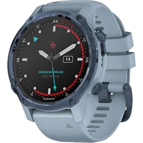 Смарт-часы Garmin Descent Mk2S Mineral Blue/Sea Foam Silicone, Размер корпуса : 43 мм, Цвет: Mineral Blue/Sea Foam Silicone