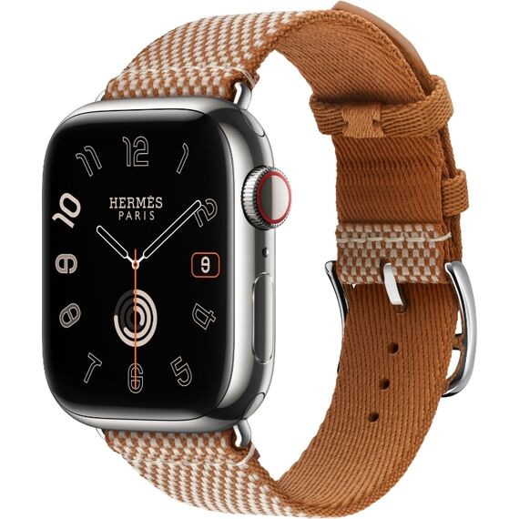Ремешок Apple Watch Hermès Toile H Single Tour | 45 | Gold/Écru, Размер корпуса : 45 мм, Цвет: Gold/Écru, изображение 2