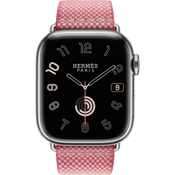 Ремешок Apple Watch Hermès Toile H Single Tour | 45 | Framboise/Écru, Размер корпуса : 45 мм, Цвет: Framboise/Écru, изображение 3