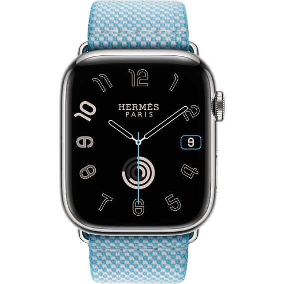 Ремешок Apple Watch Hermès Toile H Single Tour | 45 | Bleu Céleste/Écru, Размер корпуса : 45 мм, Цвет: Bleu Céleste/Écru, изображение 3