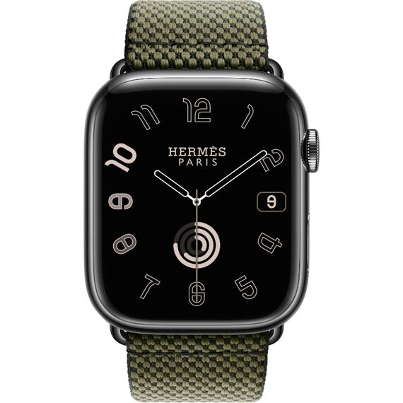 Ремешок Apple Watch Hermès Toile H Single Tour | 45 | Vert/Noir, Размер корпуса : 45 мм, Цвет: Vert/Noir, изображение 3
