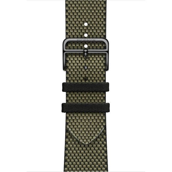 Ремешок Apple Watch Hermès Toile H Single Tour | 45 | Vert/Noir, Размер корпуса : 45 мм, Цвет: Vert/Noir