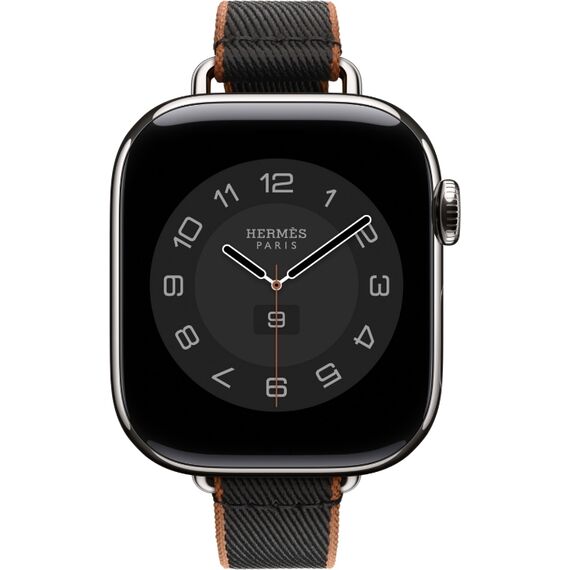 Ремешок Apple Watch Hermès Twill Jump Attelage Single Tour | Noir/Gold, Размер корпуса : 42 мм, Цвет: Noir/Gold, изображение 3
