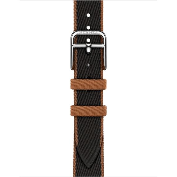 Ремешок Apple Watch Hermès Twill Jump Attelage Single Tour | Noir/Gold, Размер корпуса : 42 мм, Цвет: Noir/Gold