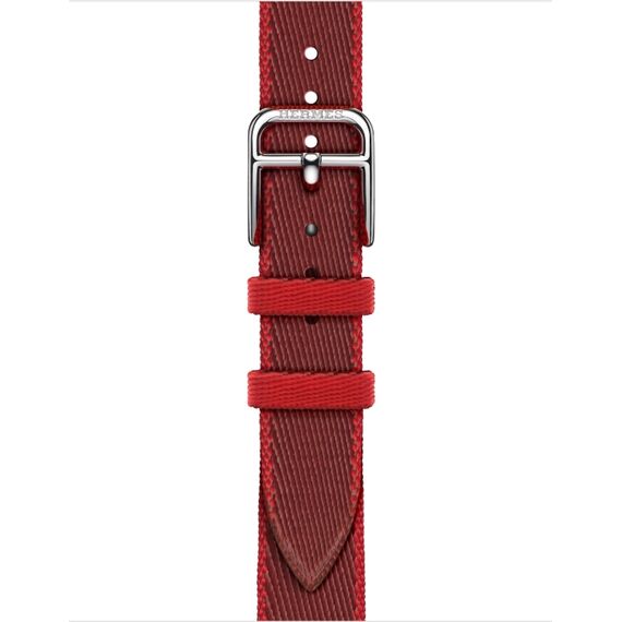 Ремешок Apple Watch Hermès Twill Jump Attelage Single Tour | Rouge Grenat / Vermillon, Размер корпуса : 42 мм, Цвет: Rouge Grenat / Vermillon