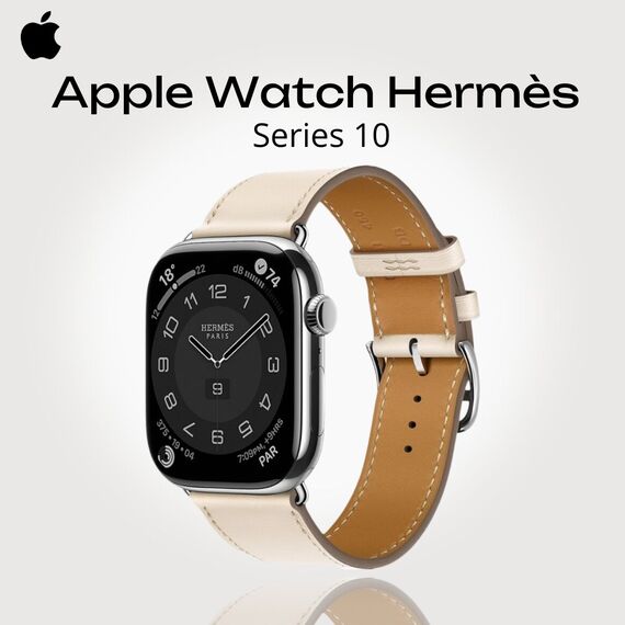 Apple Watch Hermès Series 10 | 46 мм | Single Tour Béton, Размер ремешка : 165–200 мм, Размер корпуса : 46 мм, Цвет: Béton