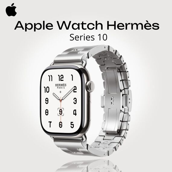 Apple Watch Hermès Series 10 | 42 мм | Grand H 130-145 мм, Размер ремешка : 130–145 мм, Размер корпуса : 42 мм, Цвет: Silver