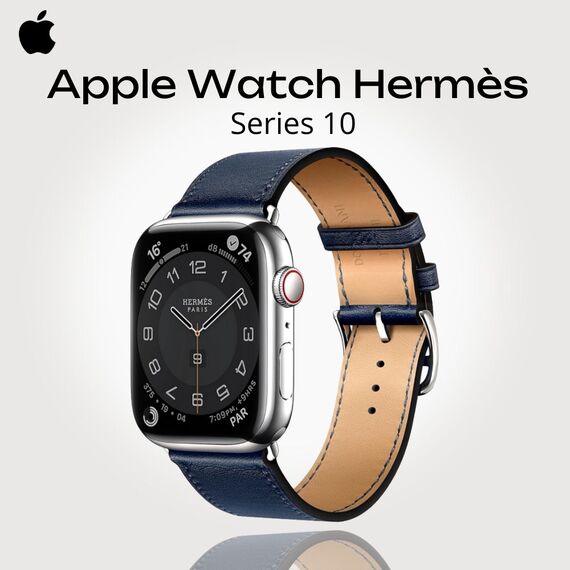 Apple Watch Hermès Series 10 | 46 мм | Single Tour Blue, Размер ремешка : 165–200 мм, Размер корпуса : 46 мм, Цвет: Blue
