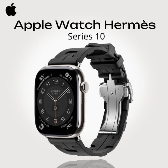 Apple Watch Hermès Series 10 | 46 мм | Kilim Single Tour Black, Размер ремешка : 160–195 мм, Размер корпуса : 46 мм, Цвет: Black