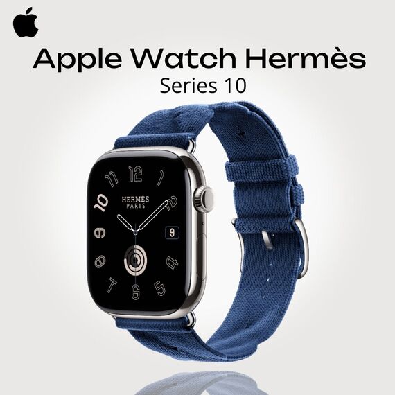Apple Watch Hermès Series 10 | 46 мм | Torsade Single Tour Navy, Размер ремешка : 140–245 мм, Размер корпуса : 46 мм, Цвет: Navy