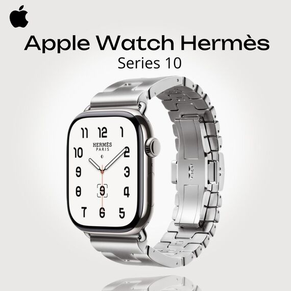 Apple Watch Hermès Series 10 | 46 мм | Grand H 160-175 мм, Размер ремешка : 160–175 мм, Размер корпуса : 46 мм, Цвет: Silver