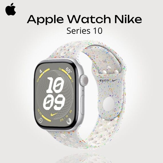 Apple Watch Series 10 | 46 мм | Nike Sport Band White, Размер ремешка : 140–245 мм, Размер корпуса : 46 мм, Цвет: White