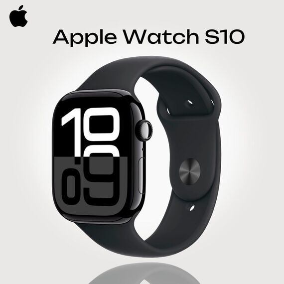 Apple Watch Series 10 | 46 мм | Sport Band Black, Размер ремешка : 140–190 мм, Размер корпуса : 46 мм, Цвет: Black