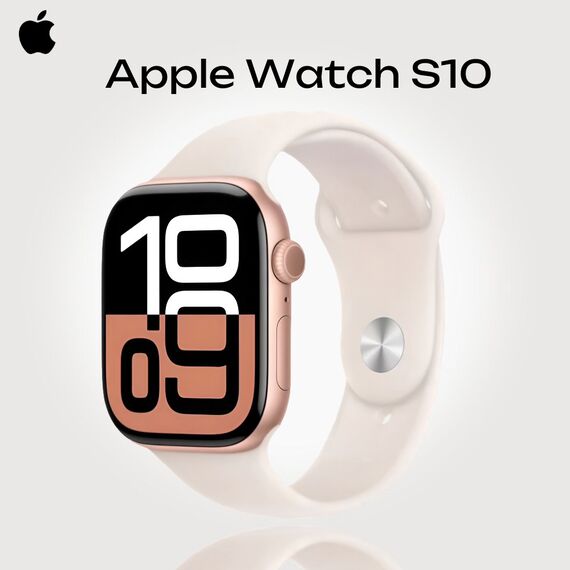 Apple Watch Series 10 | 46 мм | Sport Band Rose Gold, Размер ремешка : 140–190 мм, Размер корпуса : 46 мм, Цвет: Rose Gold