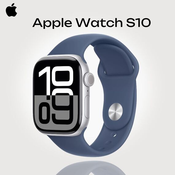Apple Watch Series 10 | 46 мм | Sport Band Denim, Размер ремешка : 140–190 мм, Размер корпуса : 46 мм, Цвет: Denim