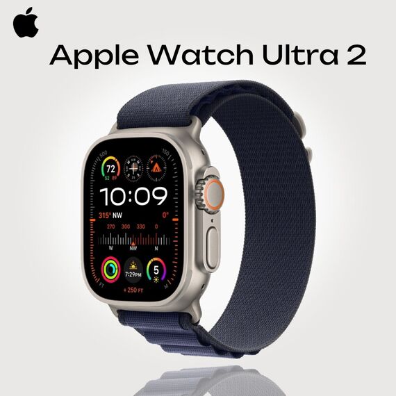 Apple Watch Ultra 2 GPS + Cellular (49 мм) | Alpine Loop Navy 130-160 мм, Размер ремешка : 130–160 мм, Размер корпуса : 49 мм, Цвет: Navy