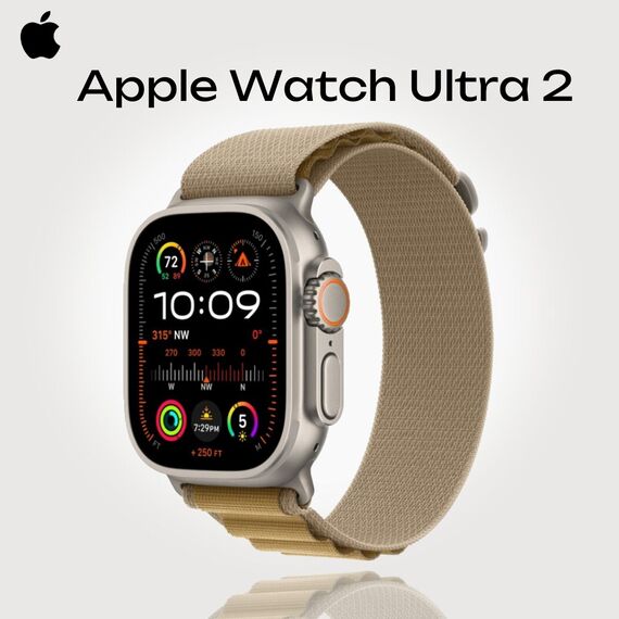 Apple Watch Ultra 2 GPS + Cellular (49 мм) | Alpine Loop Tan 145-190 мм, Размер ремешка : 145–190 мм, Размер корпуса : 49 мм, Цвет: Tan