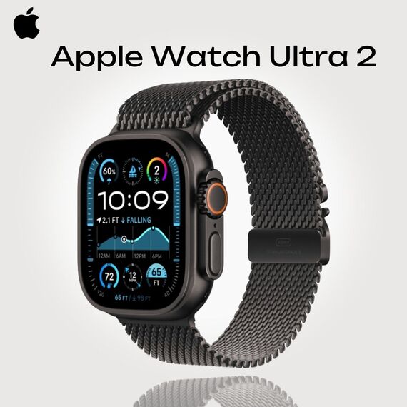 Apple Watch Ultra 2 GPS + Cellular (49 мм) | Milanese Loop Black 180-210 мм, Размер ремешка : 180–210 мм, Размер корпуса : 49 мм, Цвет: Black
