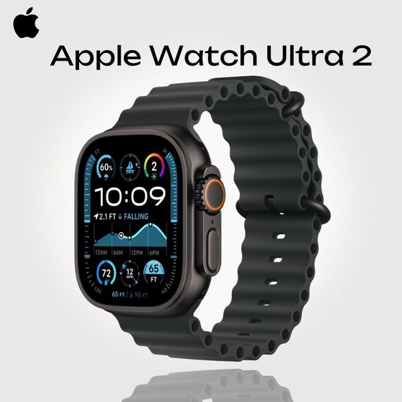 Apple Watch Ultra 2 GPS + Cellular (49 мм) | Ocean Band Black, Размер ремешка : 130–200 мм, Размер корпуса : 49 мм, Цвет: Black