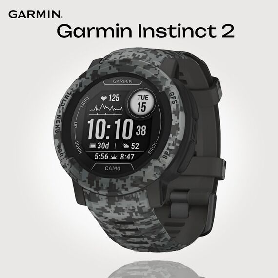 Смарт-часы Garmin Instinct 2 Camo Edition Graphite Camo, Версия: Camo, Размер корпуса : 45 мм, SOLAR (Версии с линзами для зарядки от солнечной батареи собирают солнечную энергию и продлевают срок службы батареи.): Нет, Цвет: Graphite Camo