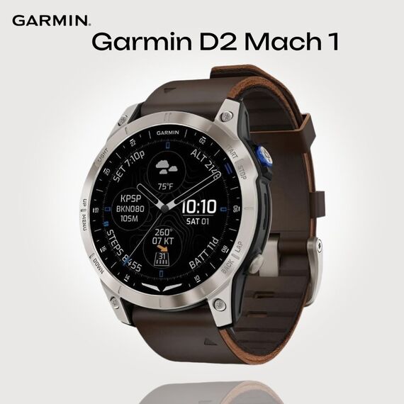 Смарт-часы Garmin D2 Mach 1 Aviator Smartwatch/Oxford Brown Leather, Размер корпуса : 47 мм, Цвет: Brown Leather