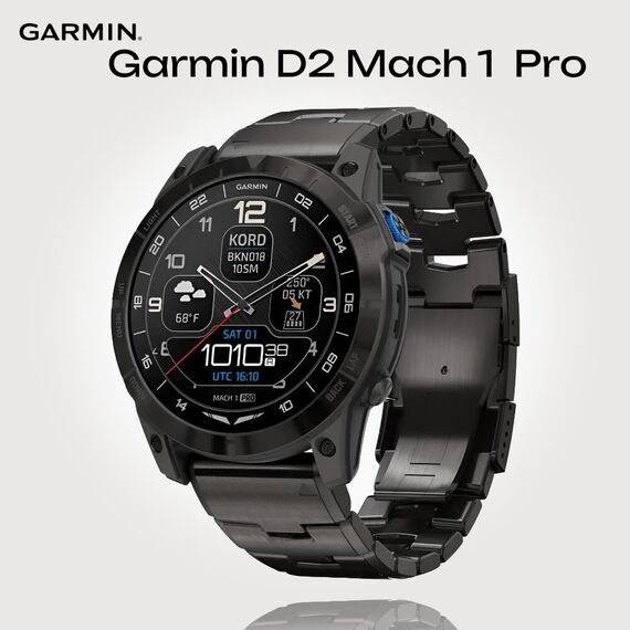 Смарт-часы Garmin D2 Mach 1 Pro Aviator Smartwatch/Vented Titanium, Размер корпуса : 51 мм, Цвет: Vented Titanium