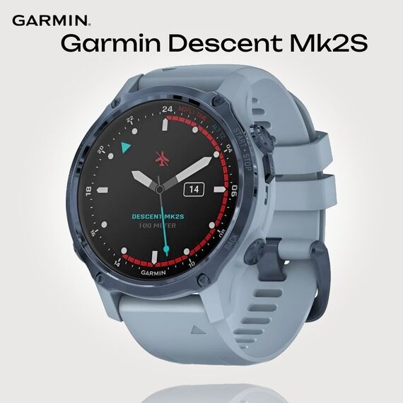 Смарт-часы Garmin Descent Mk2S Mineral Blue/Sea Foam Silicone, Размер корпуса : 43 мм, Цвет: Mineral Blue/Sea Foam Silicone