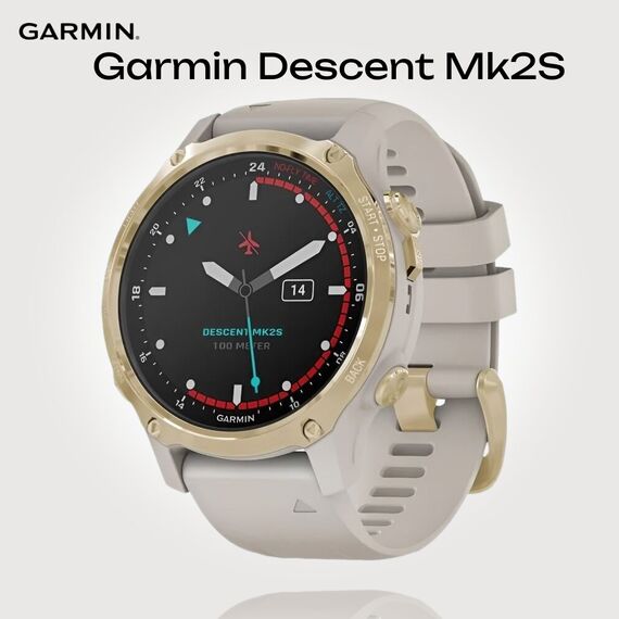 Смарт-часы Garmin Descent Mk2S Light Gold/Light Sand, Размер корпуса : 43 мм, Цвет: Light Gold/Light Sand