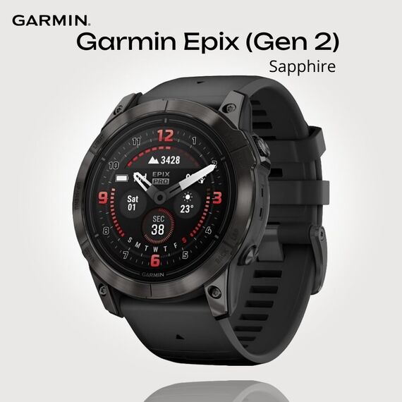 Смарт-часы Garmin Epix Pro (Gen 2) Sapphire Edition | 47 mm | Carbon Gray DLC Titanium, Версия: Pro | Sapphire, Размер корпуса : 47 мм, Цвет: Carbon Gray DLC Titanium