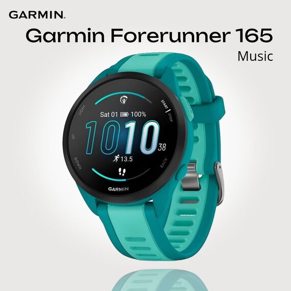 Смарт-часы Garmin Forerunner 165 Music Turquoise/Aqua, МУЗЫКА (легко загрузите на часы до 500 песен): Да, Цвет: Turquoise/Aqua