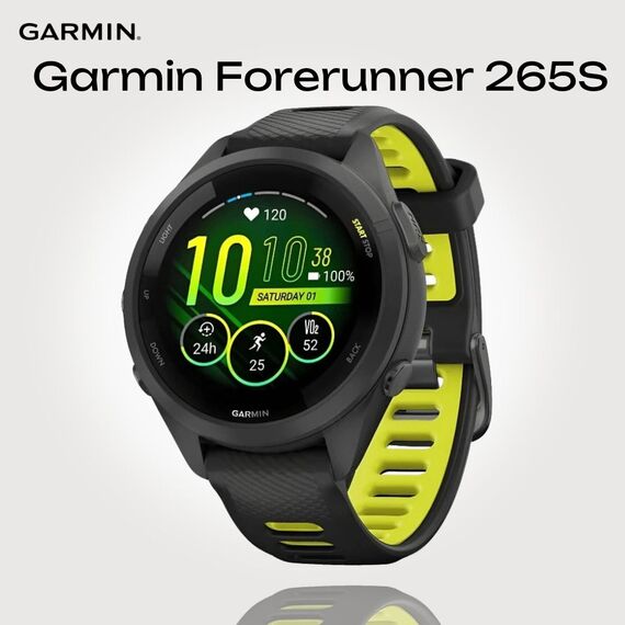Смарт-часы Garmin Forerunner 265S Black/Amp Yellow, Размер корпуса : 42 мм, Цвет: Black/Amp Yellow