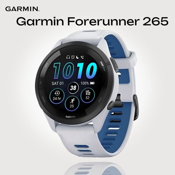 Смарт-часы Garmin Forerunner 265 Whitestone/Tidal Blue, Размер корпуса : 46 мм, Цвет: Whitestone/Tidal Blue