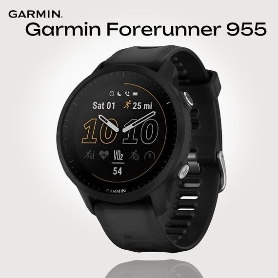 Смарт-часы Garmin Forerunner 955 Black, SOLAR (Версии с линзами для зарядки от солнечной батареи собирают солнечную энергию и продлевают срок службы батареи.): Нет, Цвет: Black