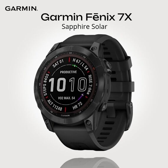 Смарт-часы Garmin Fēnix 7X Sapphire Solar Edition Black DLC Titanium/Black, Версия: Sapphire Solar, Размер корпуса : 51 мм, Цвет: Black DLC Titanium/Black